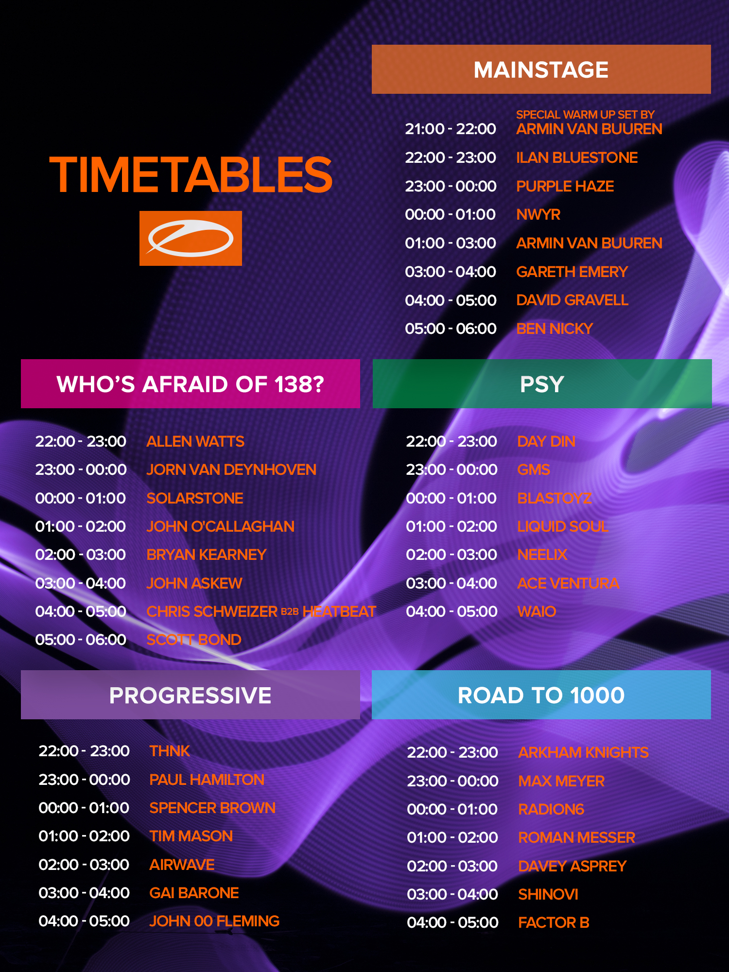 A STATE OF TRANCE 850 - 17 Fevrier 2018 - Jaarbeurs - Utrecht - NL ASOT850_timetable_all